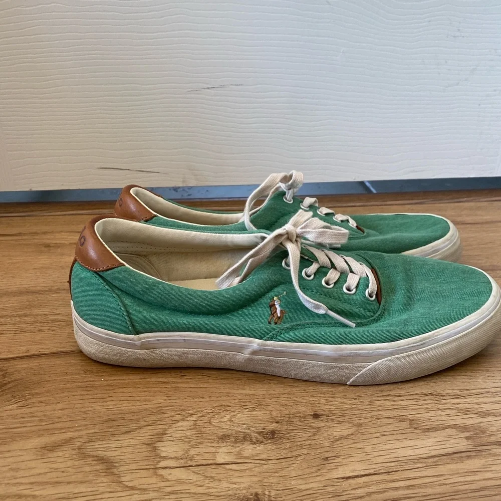 Ralph Lauren Green Canvas Boat Shoes - Size 10